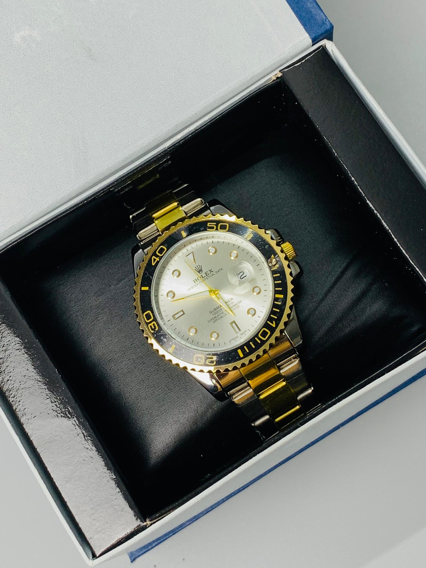 Rolex Two Tone White Dial Date Adjust