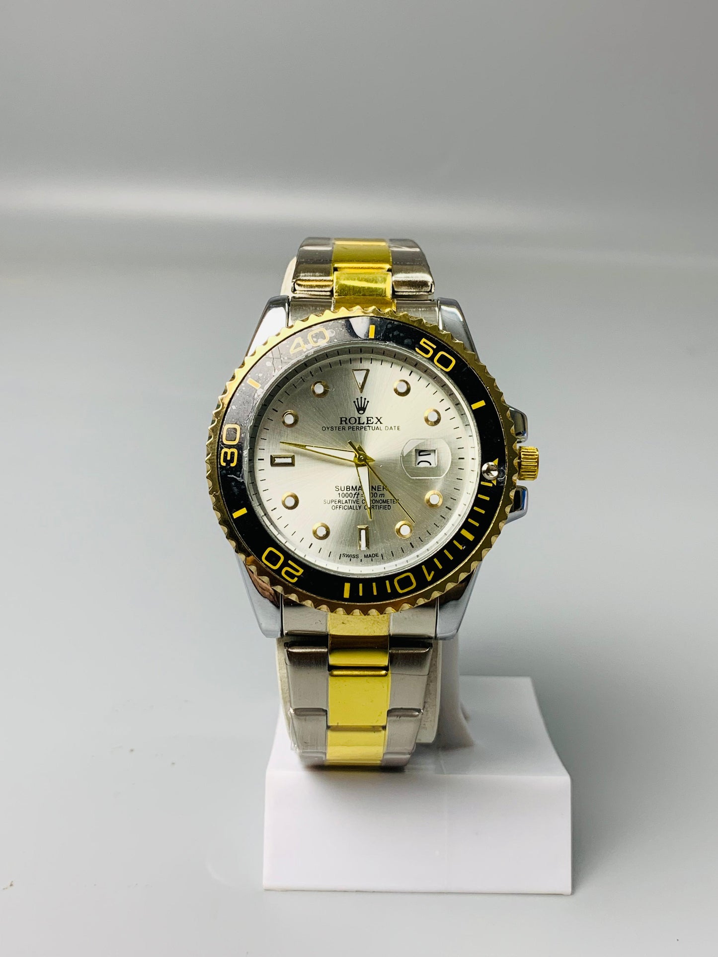 Rolex Two Tone White Dial Date Adjust