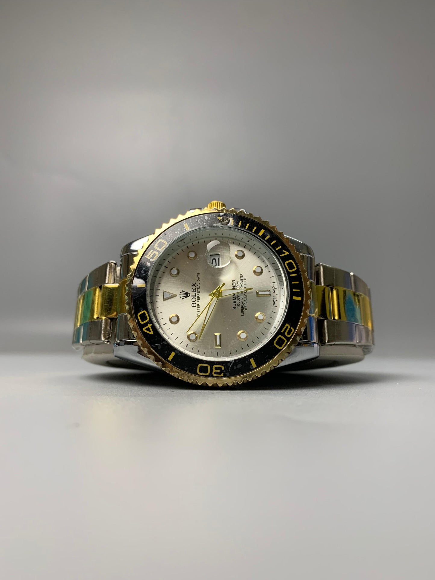 Rolex Two Tone White Dial Date Adjust