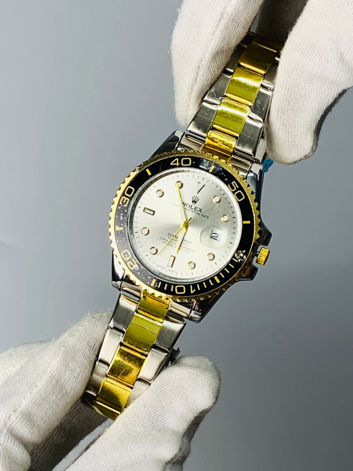 Rolex Two Tone White Dial Date Adjust