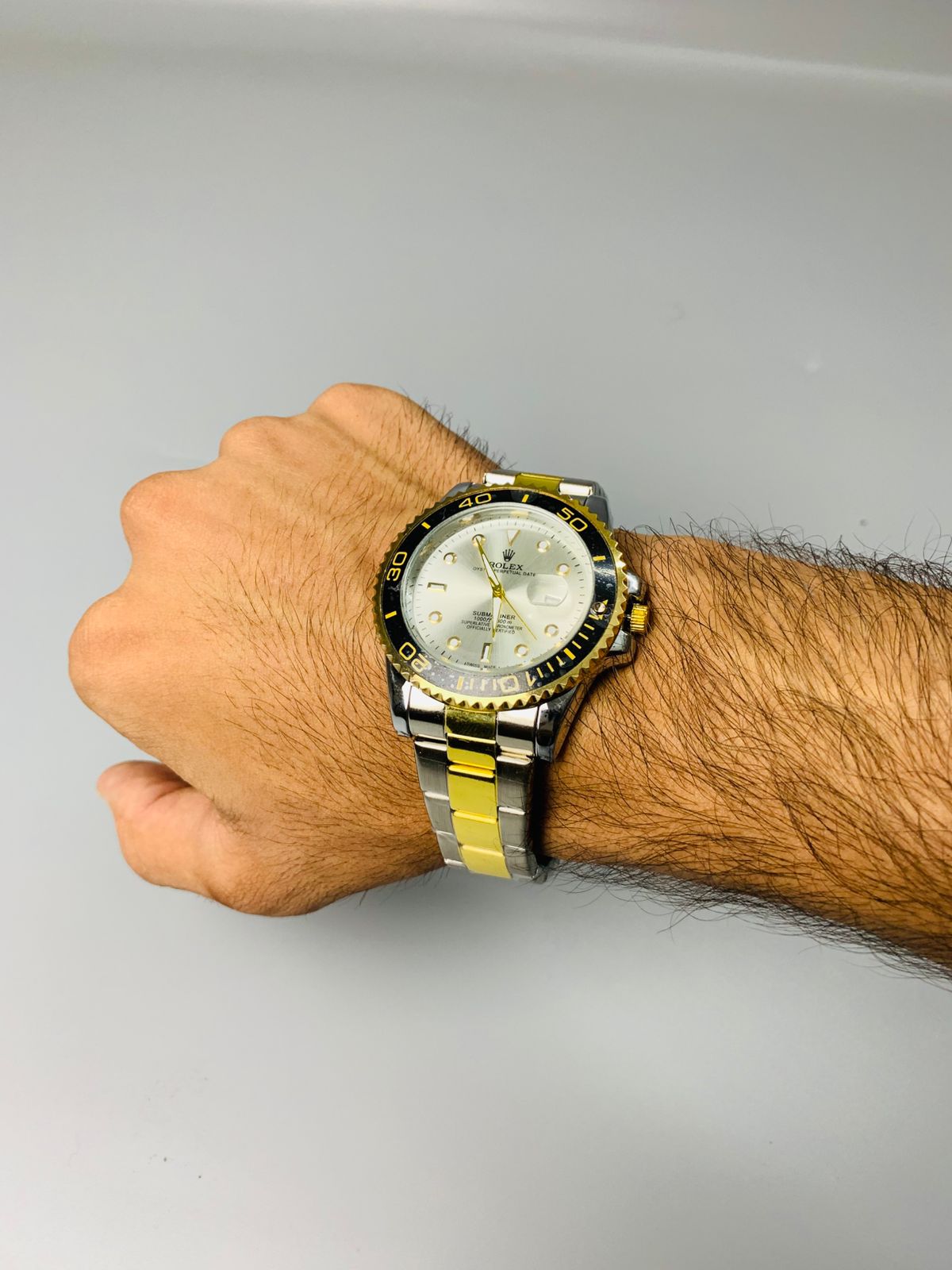 Rolex Two Tone White Dial Date Adjust