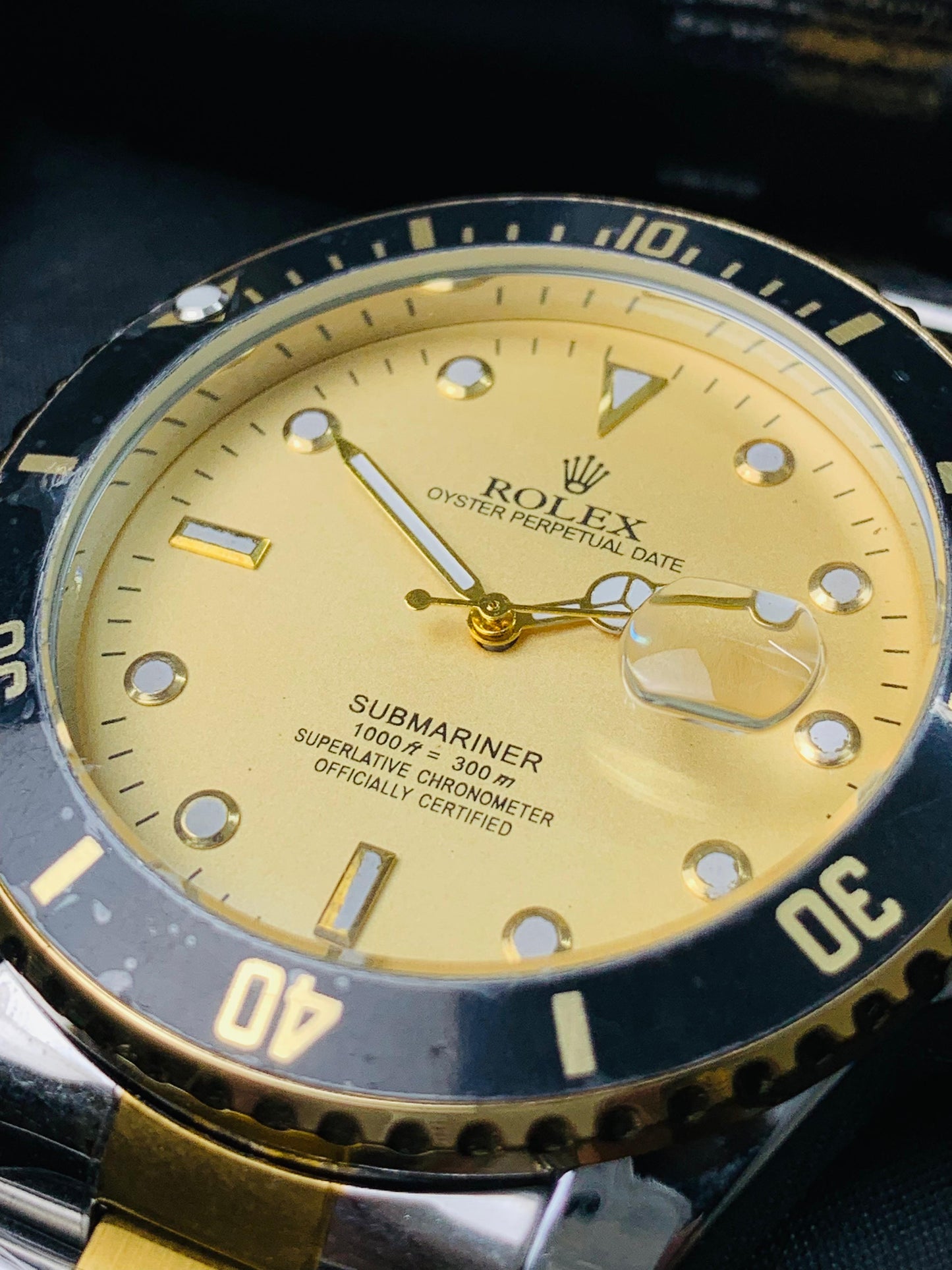 Rolex Two Tone Yellow Dial Date Adjust