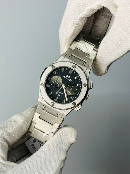 Elegance watch Light Gray And Black Dial Date Adjust