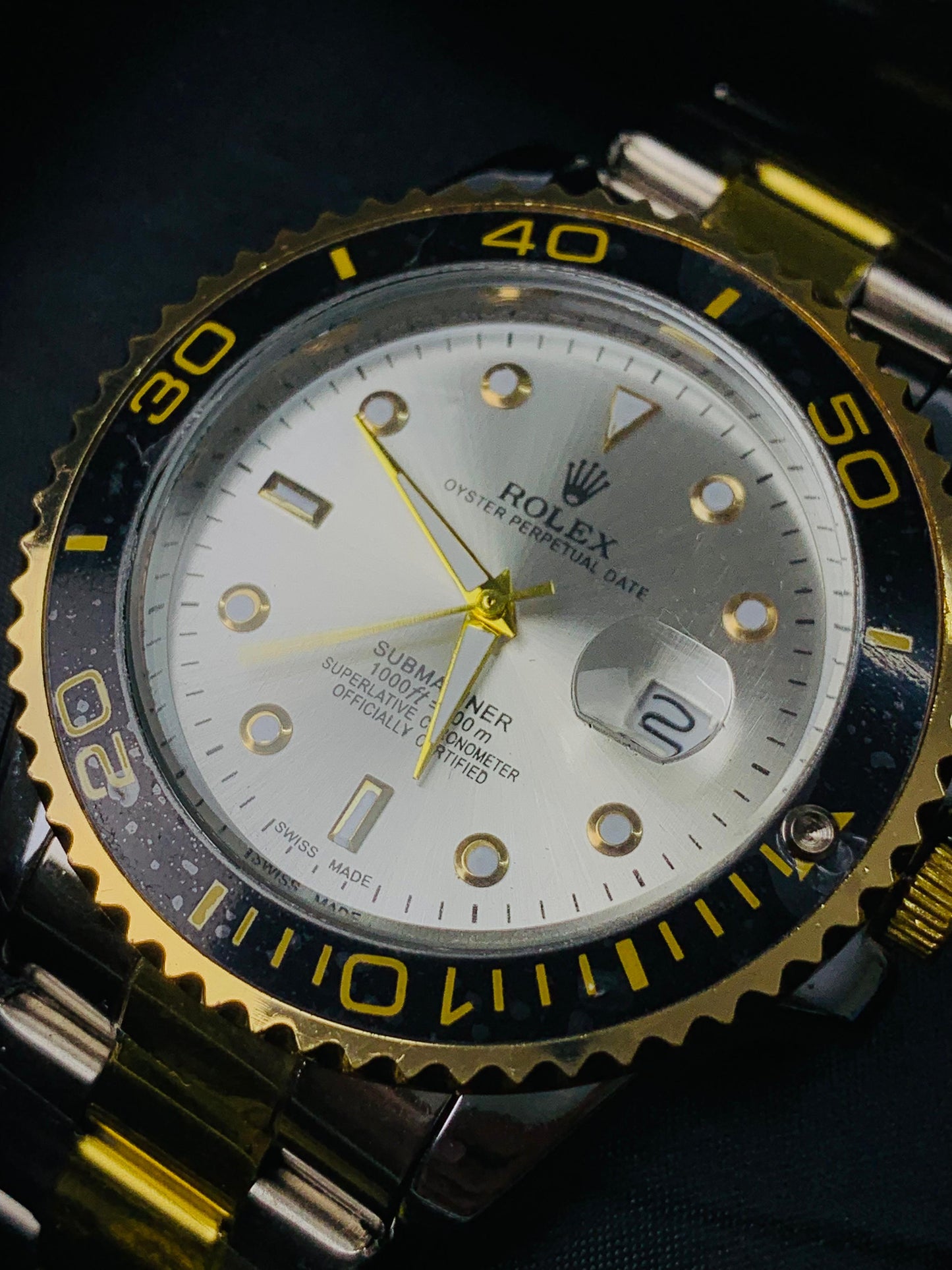 Rolex Two Tone White Dial Date Adjust