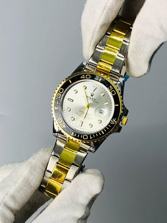 Rolex Two Tone White Dial Date Adjust