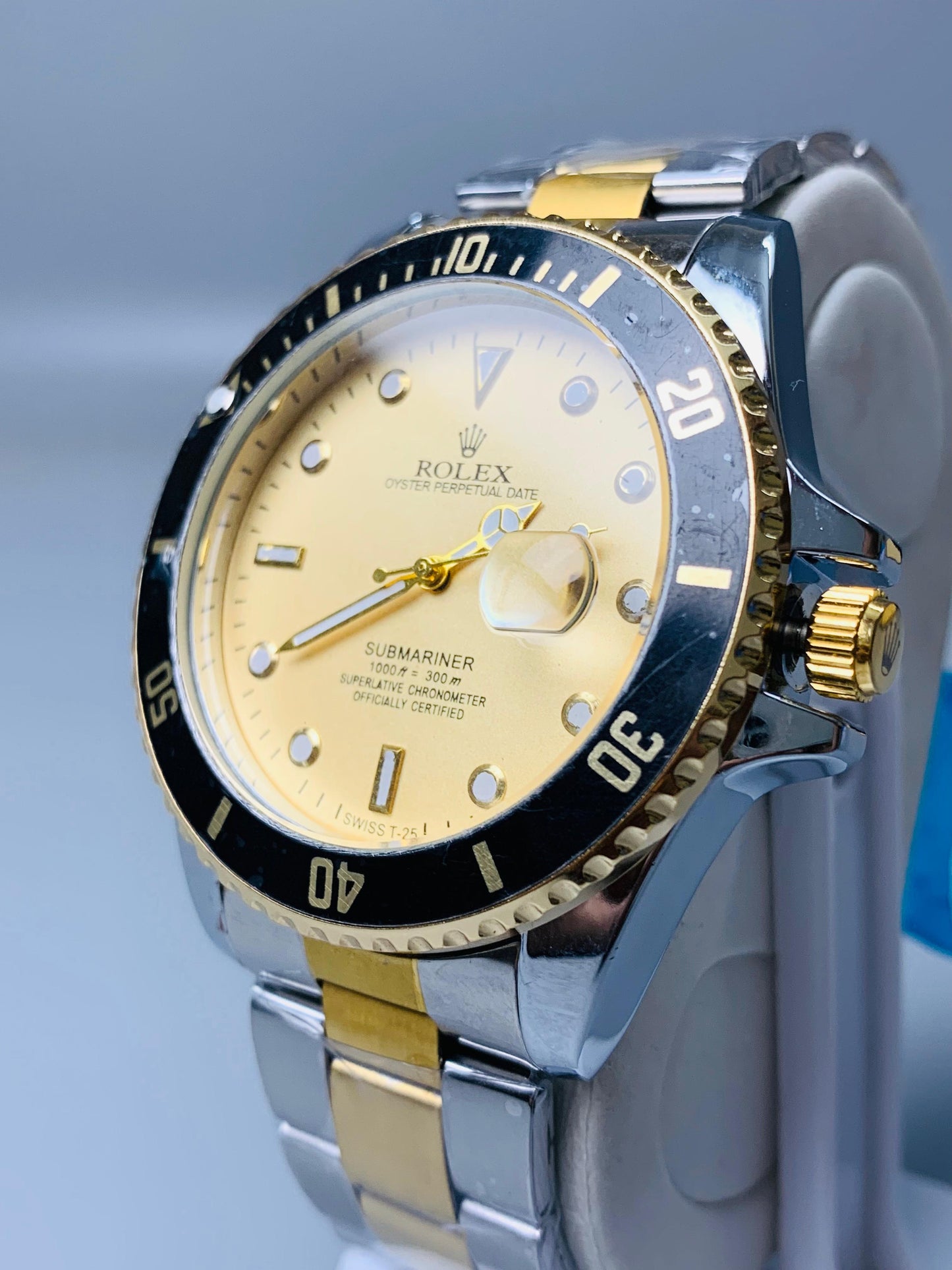 Rolex Two Tone Yellow Dial Date Adjust