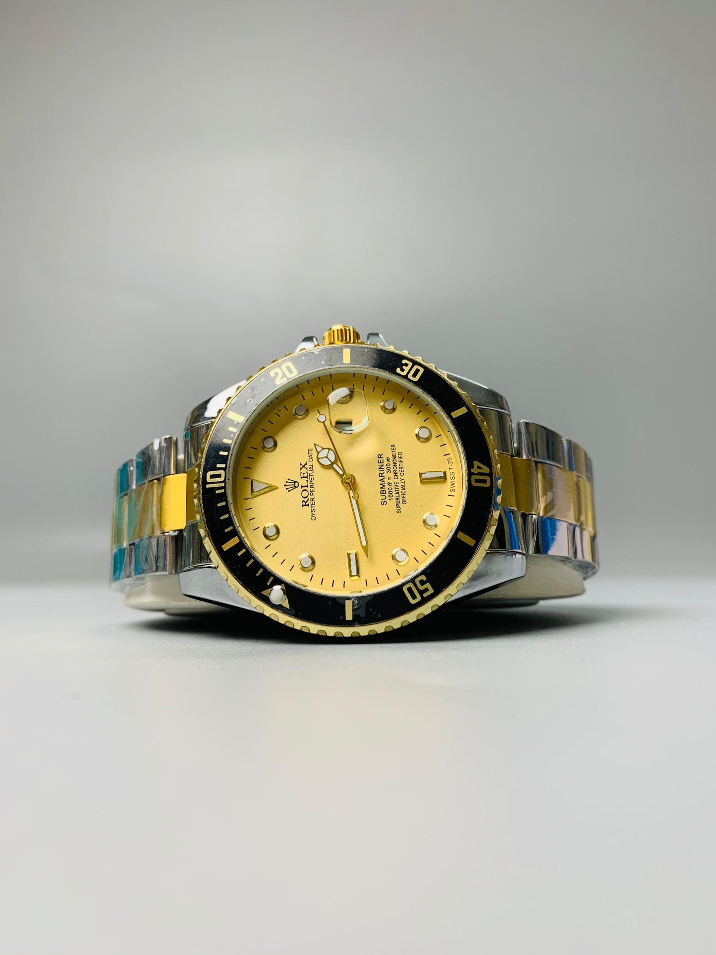 Rolex Two Tone Yellow Dial Date Adjust