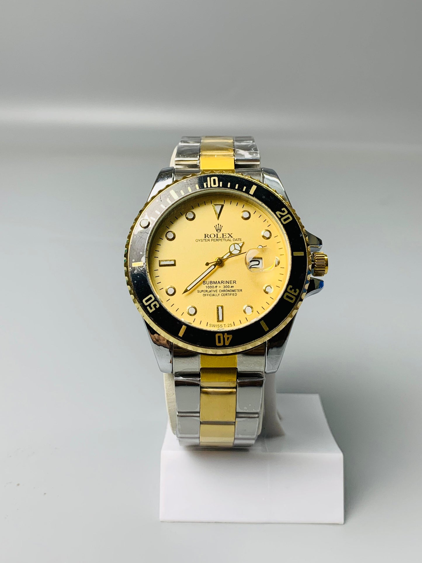 Rolex Two Tone Yellow Dial Date Adjust