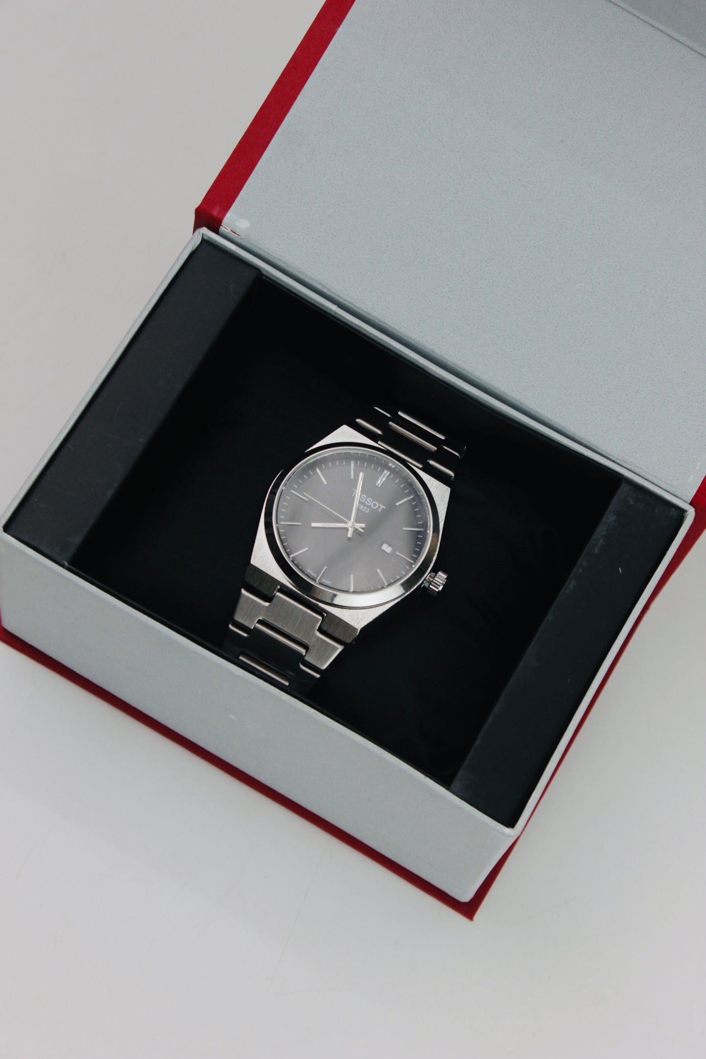 Tissot Gentleman Date Black And Silver Stainless Steel Watch