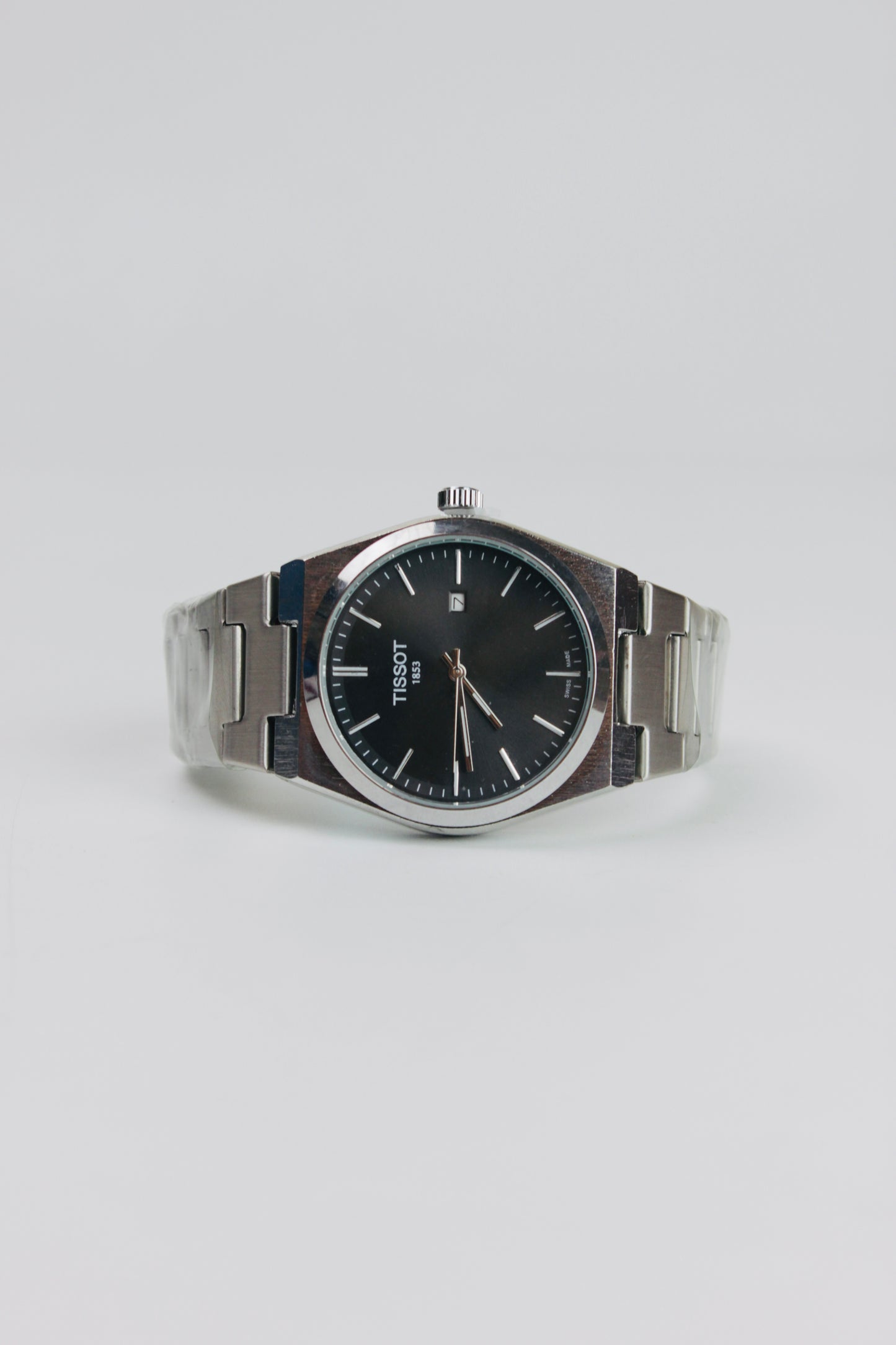 Tissot Gentleman Date Black And Silver Stainless Steel Watch